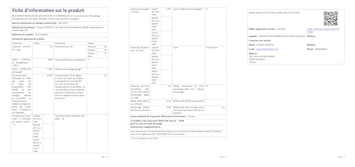 Lave-linge frontal - 7 Kgs - 1200 tr/mn - 16 programmes - Eco - Intensif - Rapide – Très Faible conso
