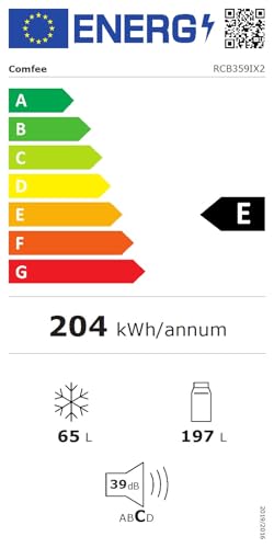 Réfrigérateur combiné 262L pour la maison - Grande capacité au quotidien - Technologie Low Frost - Silencieux (39 dB) - Acier inoxydable