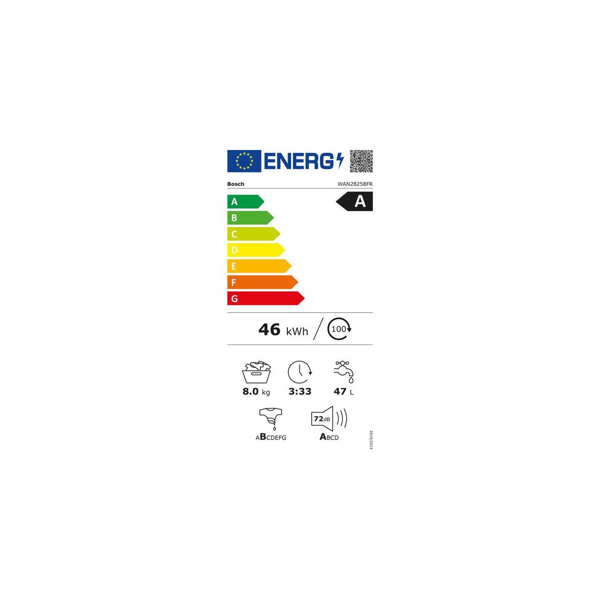 Lave-linge Hublot 8 kg - 1400 trs/min - Classe A - Moteur Induction Silencieux - Blanc