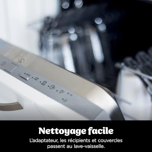 CRISPi Friteuse sans huile portable, 3,8L, 4-en-1 : Frire sans huile, Rôtir, Garder au chaud, Recroustiller, Design compact, 2 récipients avec couvercles, 1 700 W, Gris