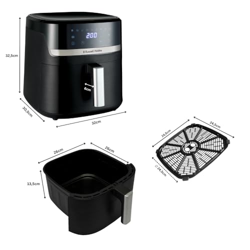 Air Fryer XXL 8,3L Rapid Air (Compact, Silencieux, Pizza Ø 26cm) Friteuse sans huile (9-en-1, Cuit, gril, rôtit et plus, économe, tactile,arrêt auto, compatible lave-vaisselle)