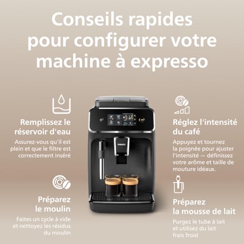 Expresso broyeur Série 2200-2 Cafés, Écran tactile, Mousseur à lait classique, Broyeur céramique, Machine à café à grain Noir mat