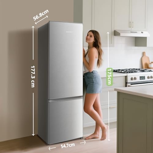 Réfrigérateur combiné 262L pour la maison - Grande capacité au quotidien - Technologie Low Frost - Silencieux (39 dB) - Acier inoxydable