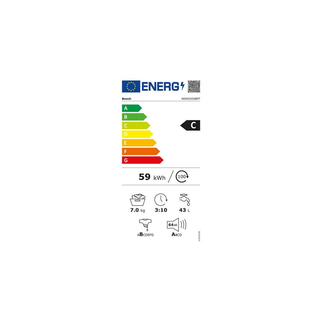 Lave-linge Encastrable 7 kg - 1200 trs/min - Classe C - Moteur Induction Silencieux - Blanc