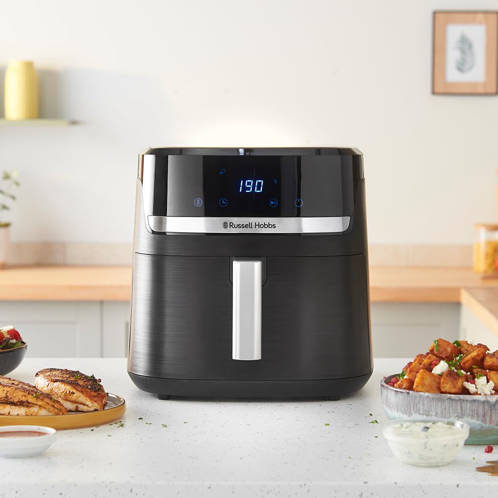 Air Fryer XXL 8,3L Rapid Air (Compact, Silencieux, Pizza Ø 26cm) Friteuse sans huile (9-en-1, Cuit, gril, rôtit et plus, économe, tactile,arrêt auto, compatible lave-vaisselle)
