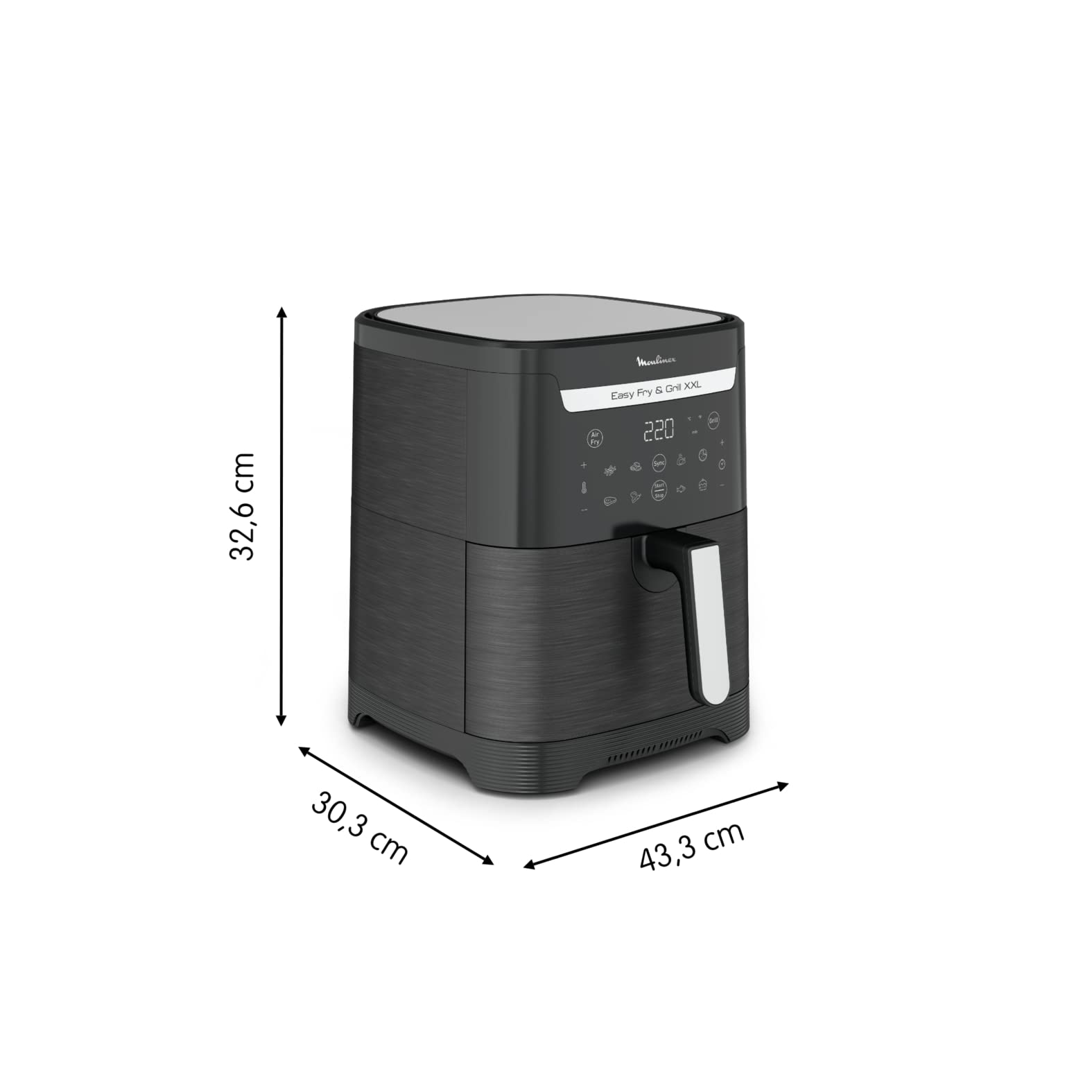 Easy Fry & Grill XXL Friteuse sans huile + gril, Capacité 6,5 L, Jusqu’à 8 personnes, 8 programmes automatiques, Séparateur double cuisson, Application, air fryer