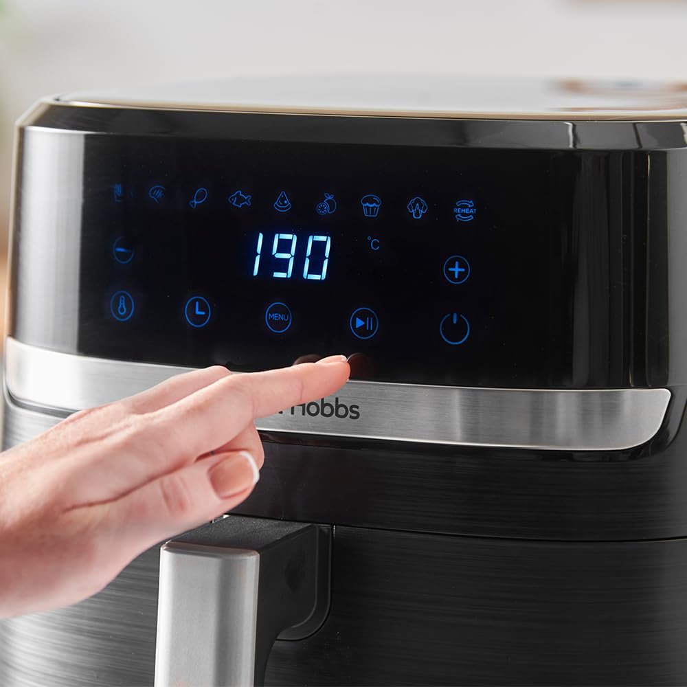 Air Fryer XXL 8,3L Rapid Air (Compact, Silencieux, Pizza Ø 26cm) Friteuse sans huile (9-en-1, Cuit, gril, rôtit et plus, économe, tactile,arrêt auto, compatible lave-vaisselle)