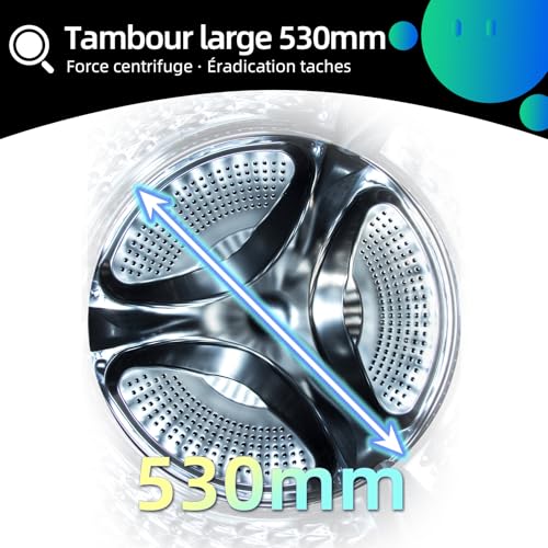Lave linge hublot - 7kg, Classe énergétique A, Moteur BLDC 1200 RPM, Lavage vapeur & rapide, 15 programmes, Design compact (60x46.5x84cm) - Gris