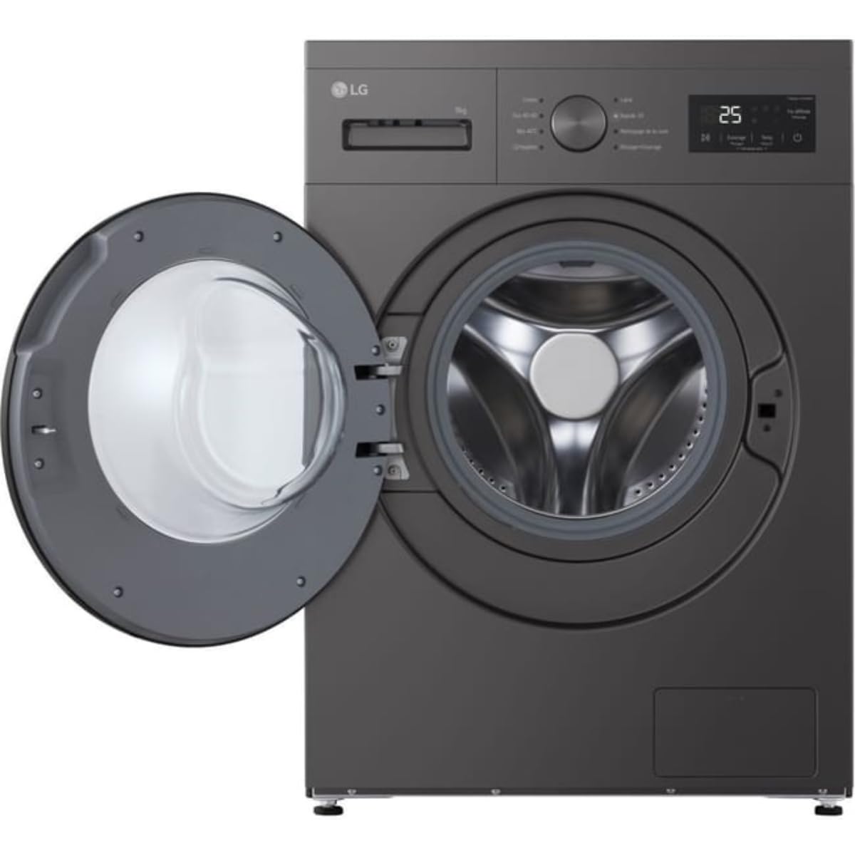 Lave-linge Frontal 9 kg - 1400 trs/min - Moteur Induction Silencieux - Vapeur - Graphite