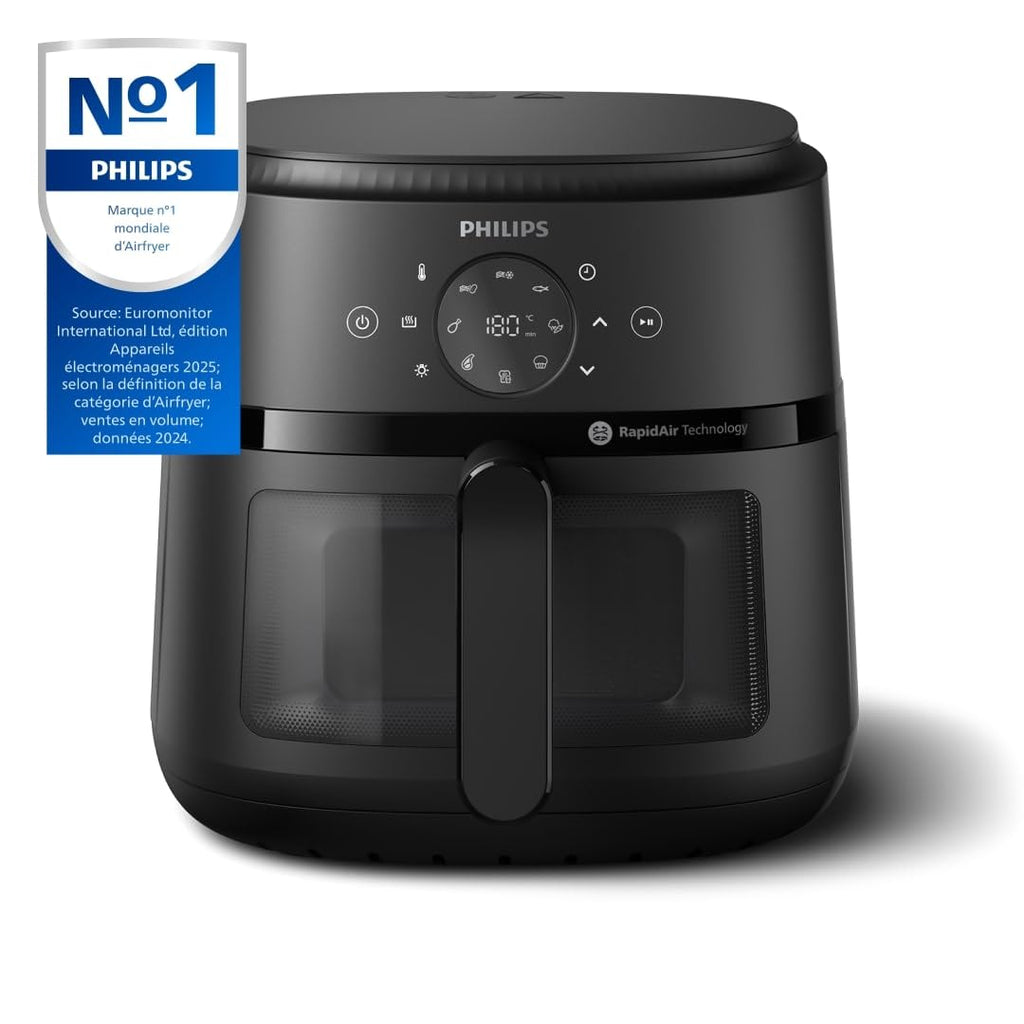 Airfryer Série 2000 - Air Fryer 6.2L, 13 modes de cuisson, technologie RapidAir, jusqu'à 90% de matières grasses en moins, fenêtre de cuisson, écran tactile, Noir