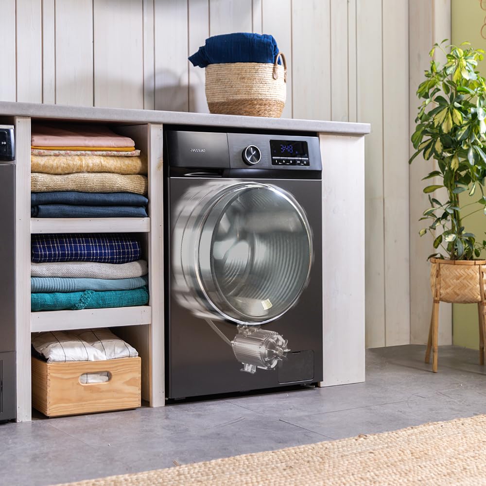 Lave-linge 10Kg Chargement Frontal Bolero Dresscode 10500 Inverter Steel A, 1950W, 1400 rpm, Moteur Inverter Plus, Basse Consommation, 16 Programmes, Lavage Vapeur, Delay Start, Acier