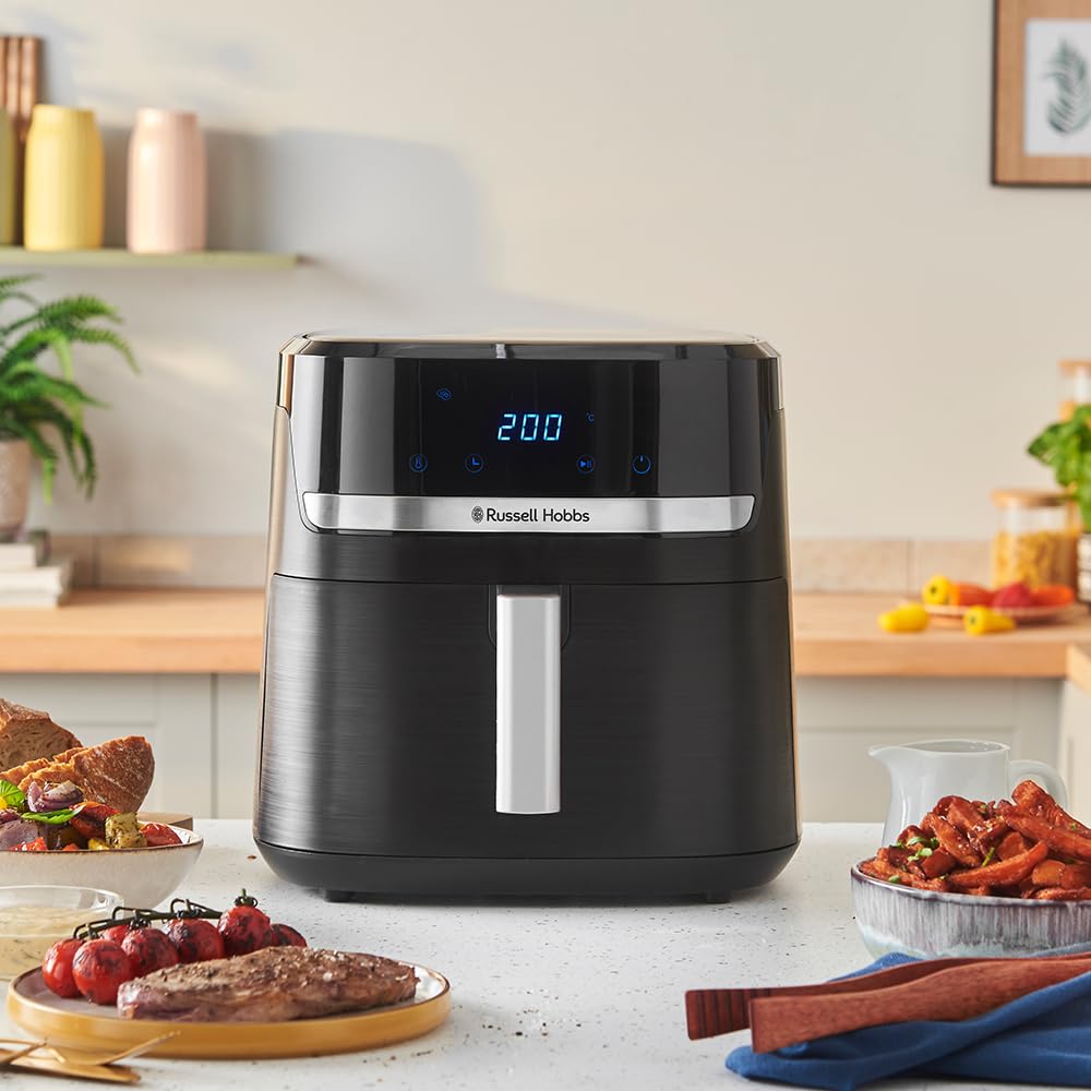 Air Fryer XXL 8,3L Rapid Air (Compact, Silencieux, Pizza Ø 26cm) Friteuse sans huile (9-en-1, Cuit, gril, rôtit et plus, économe, tactile,arrêt auto, compatible lave-vaisselle)