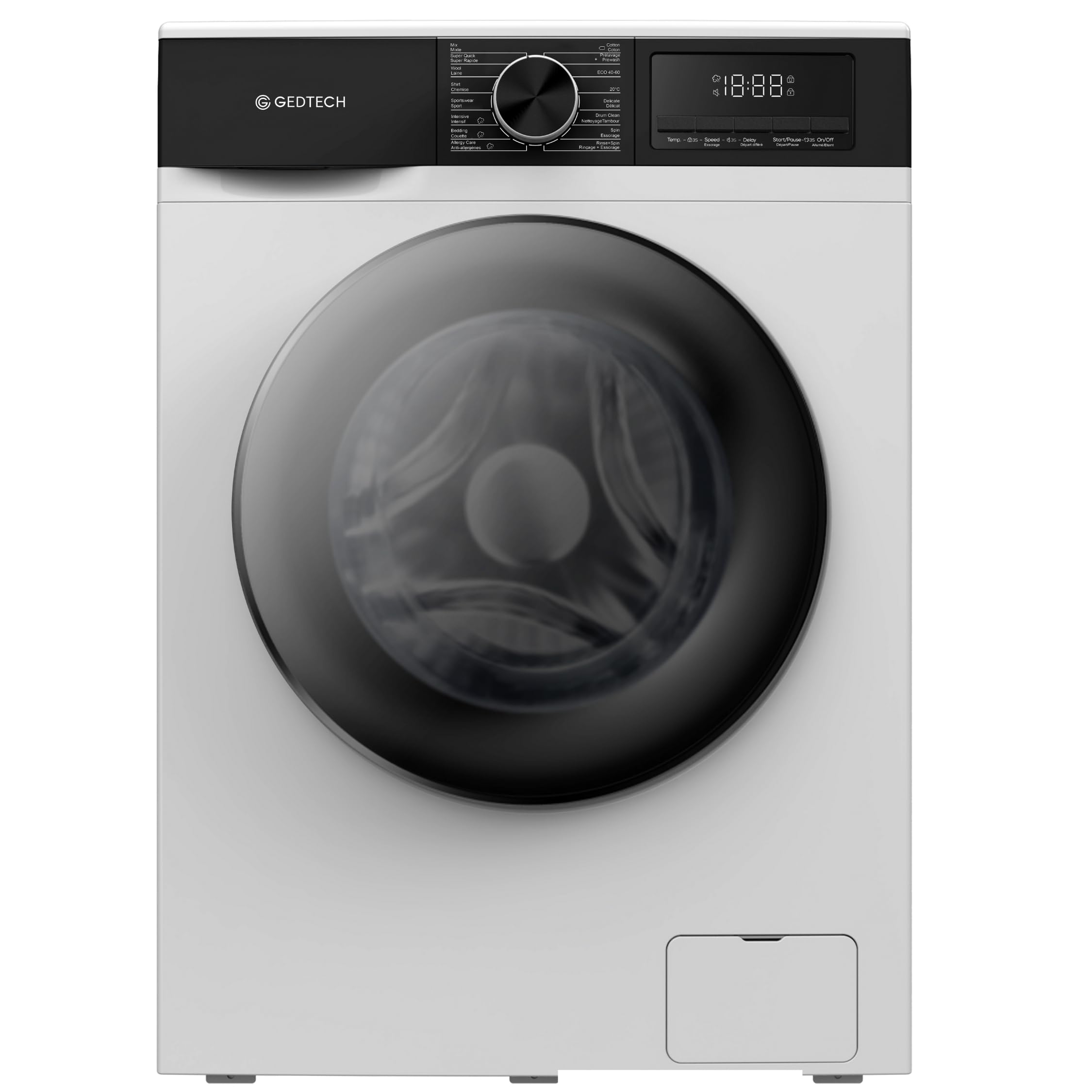 Lave-linge frontal - 12 Kg - 1400 tr/mn - 16 programmes - Eco - Intensif - Rapide – Très Faible conso - Classe A-20% (Blanc, 12 Kg)
