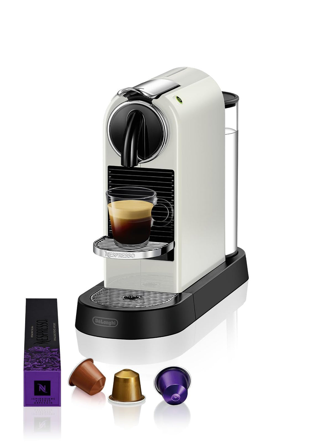 CitiZ EN167.W, Machine à Café en Capsules, Machine à Café pour une Tasse, Design Compact, Pression 19 Bar, 2 Tailles de Tasses, Ensemble de Bienvenue Inclus, Blanc