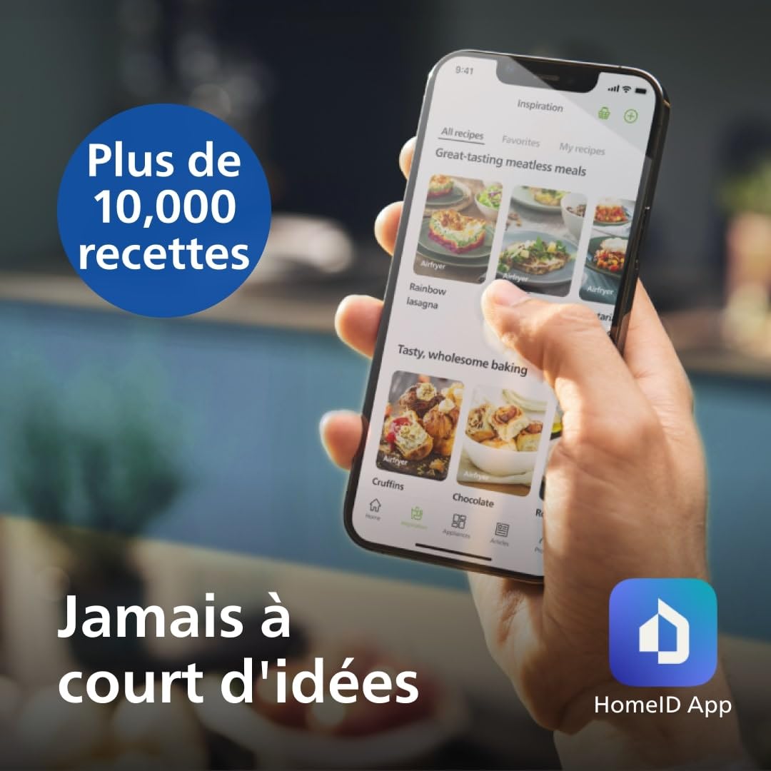 Airfryer Série 2000 - Air Fryer 6.2L, 13 modes de cuisson, technologie RapidAir, jusqu'à 90% de matières grasses en moins, fenêtre de cuisson, écran tactile, Noir