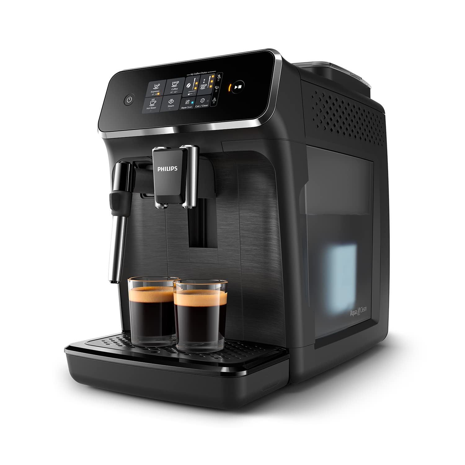 Expresso broyeur Série 2200-2 Cafés, Écran tactile, Mousseur à lait classique, Broyeur céramique, Machine à café à grain Noir mat