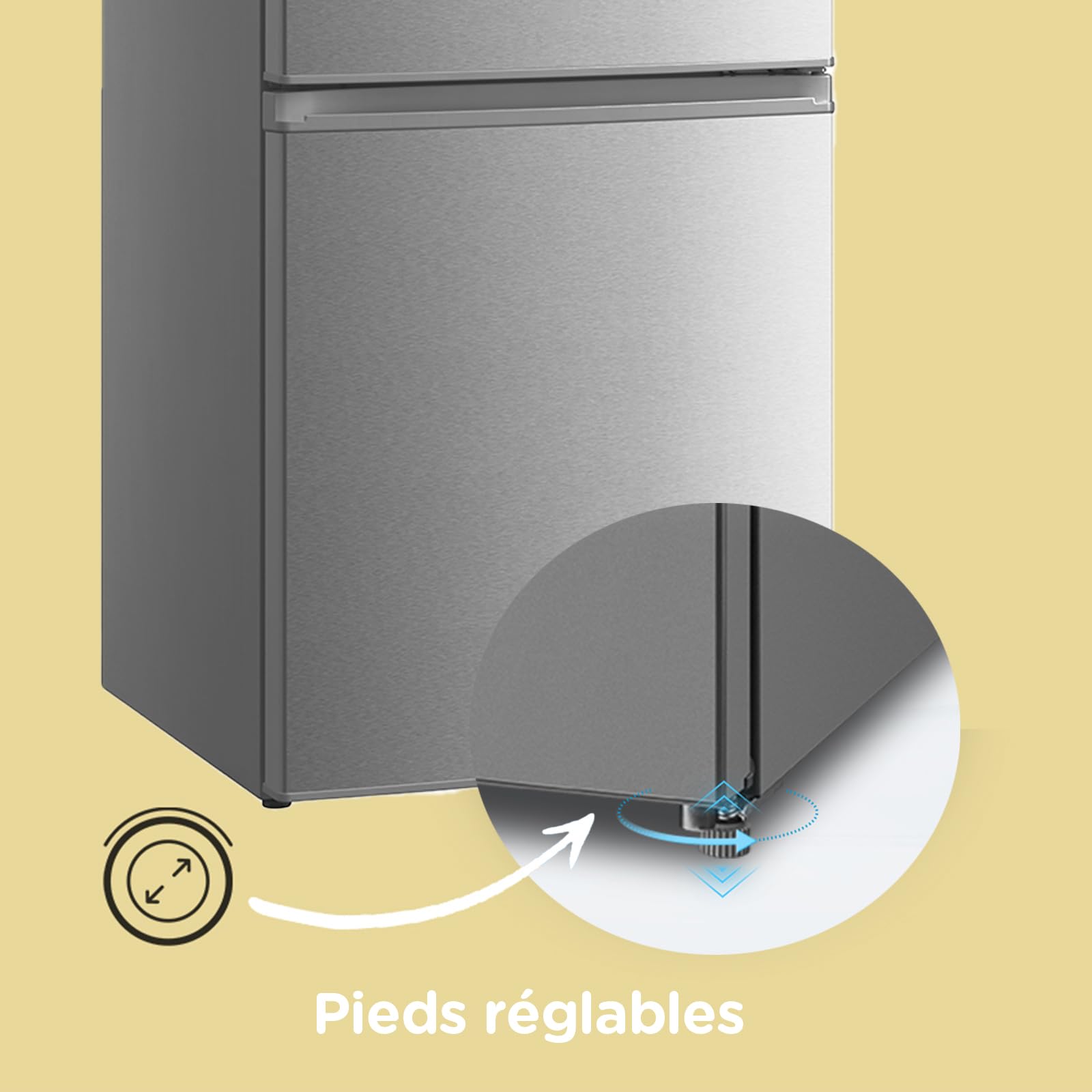 Réfrigérateur combiné 262L pour la maison - Grande capacité au quotidien - Technologie Low Frost - Silencieux (39 dB) - Acier inoxydable