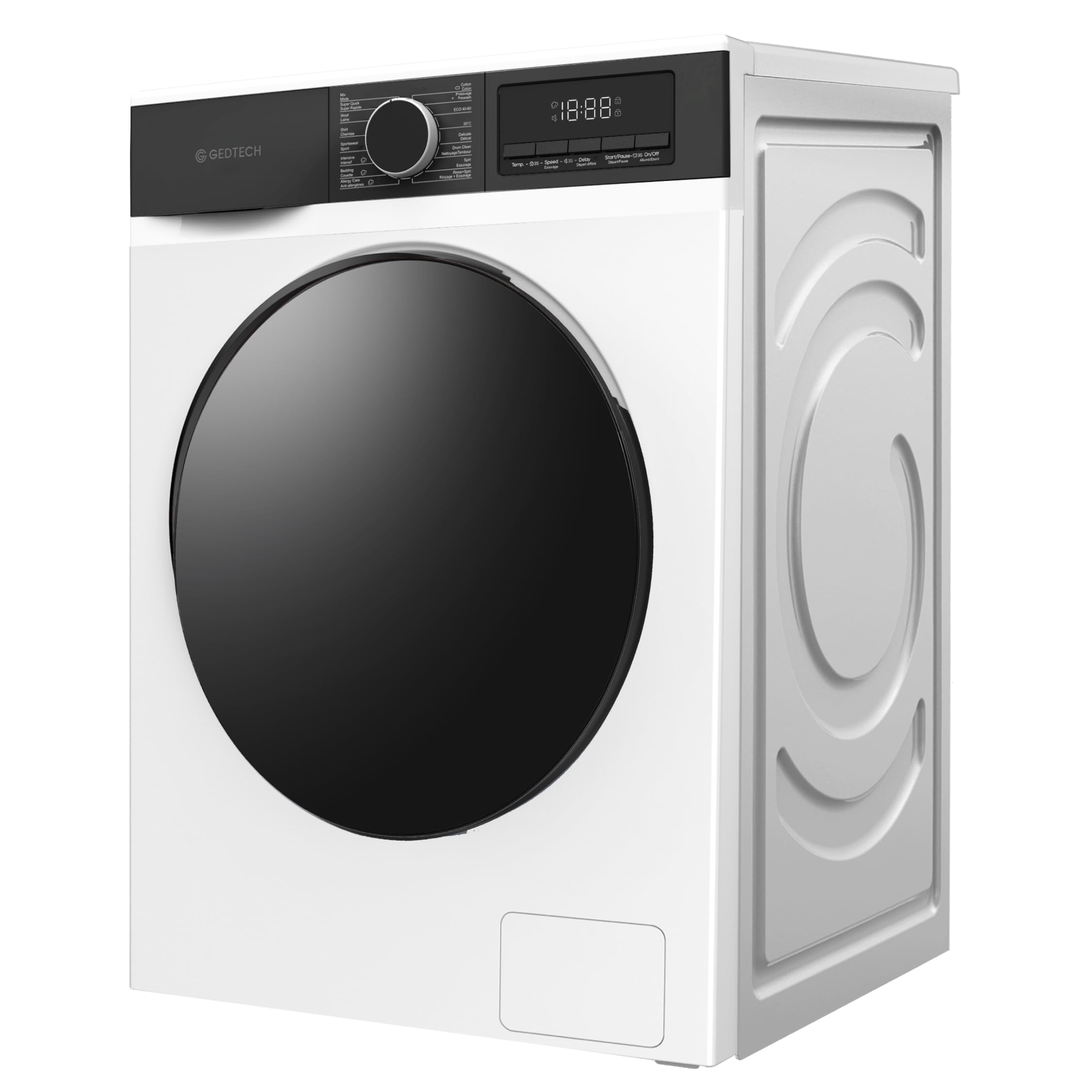 Lave-linge frontal - 12 Kg - 1400 tr/mn - 16 programmes - Eco - Intensif - Rapide – Très Faible conso - Classe A-20% (Blanc, 12 Kg)