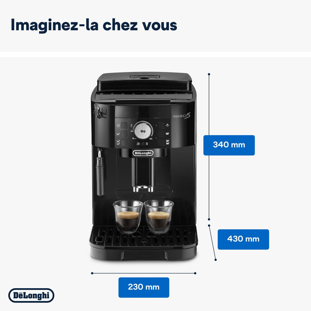 Magnifica S - Perfetto Machine à Café Automatique avec Mousseur à Lait Manuel, Machine à Espresso et Cappuccino, Panneau de Commande avec Boutons, Noir