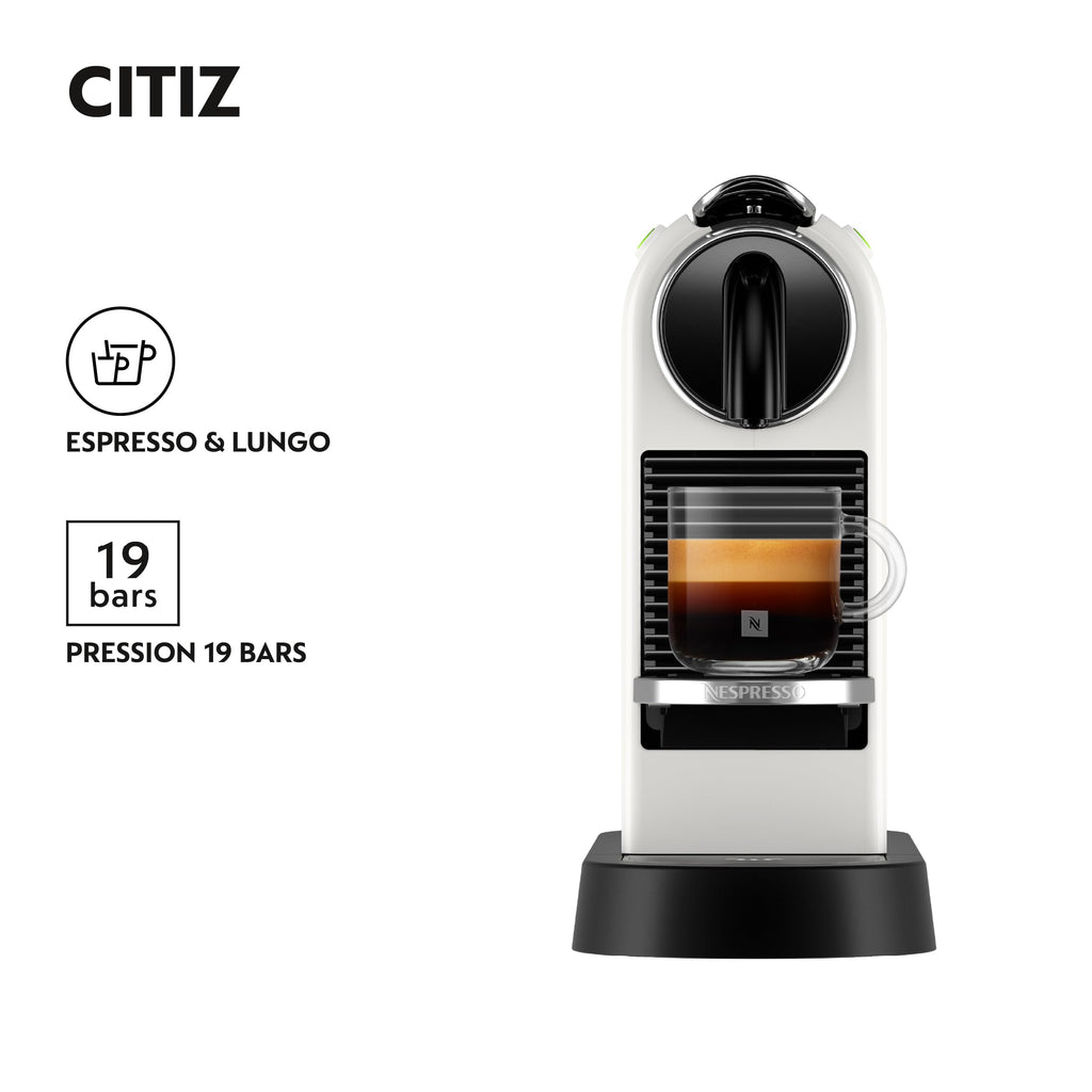 CitiZ EN167.W, Machine à Café en Capsules, Machine à Café pour une Tasse, Design Compact, Pression 19 Bar, 2 Tailles de Tasses, Ensemble de Bienvenue Inclus, Blanc