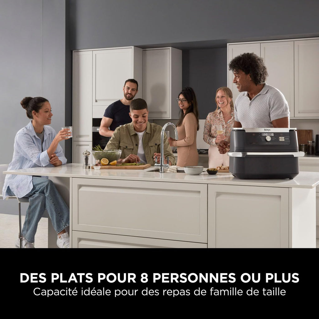 Foodi FlexDrawer Air Fryer 2 Compartiments Avec Séparateur Amovible, Grande Capacité 10.4L, Air Fryer 7-en-1, Max 240°C, Pièces Antiadhésives Amovibles Lavables Au Lave-Vaisselle, Noir