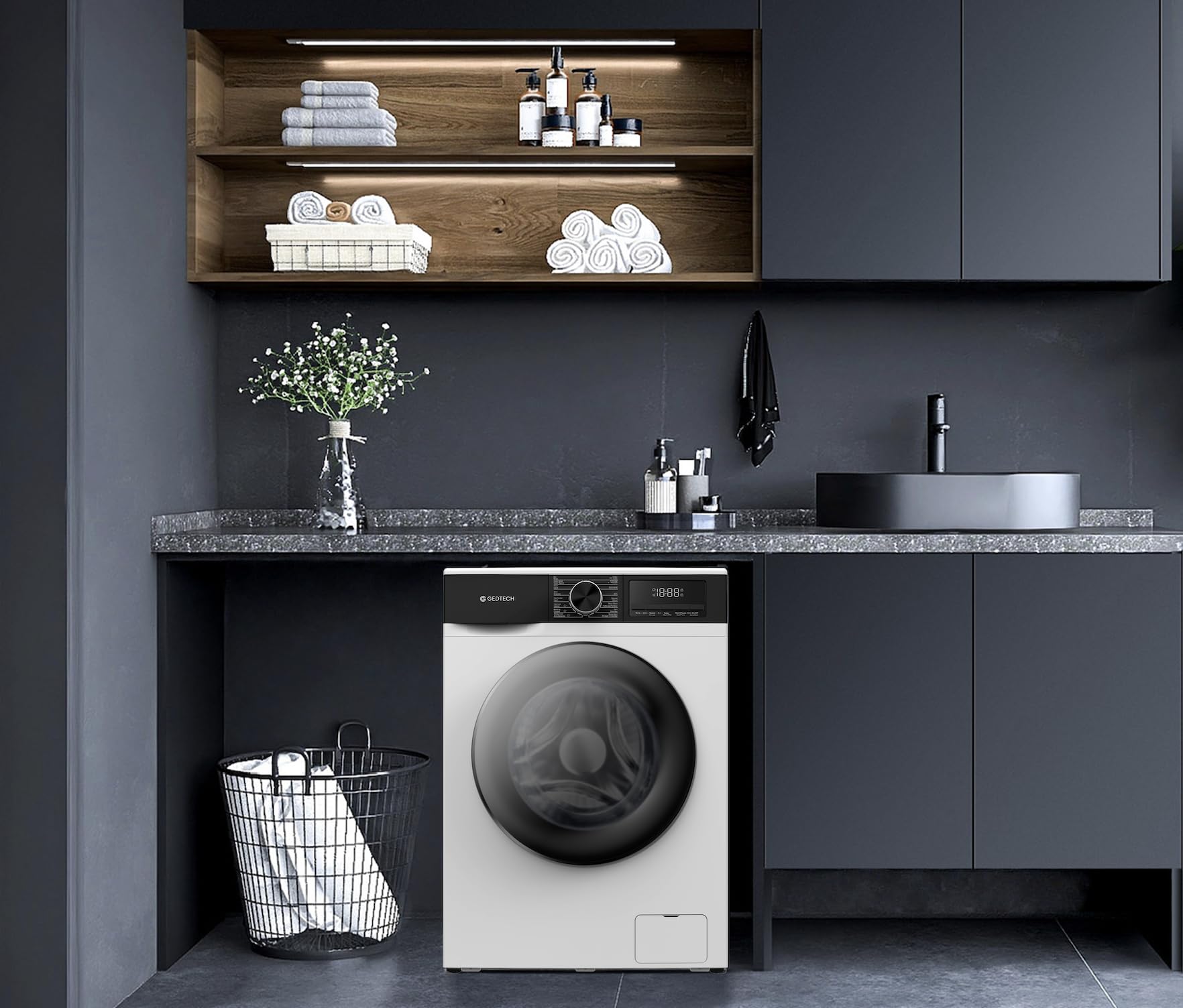 Lave-linge frontal - 12 Kg - 1400 tr/mn - 16 programmes - Eco - Intensif - Rapide – Très Faible conso - Classe A-20% (Blanc, 12 Kg)