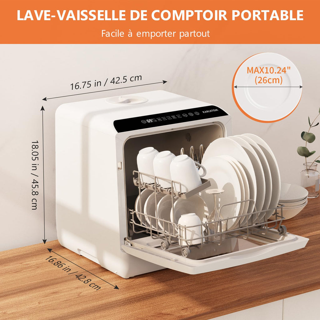Lave-vaisselle de table, Mini Lave-vaisselle avec Comman destactiles à LED, 45CM, 6 Programmes, Lavage des fruits, Soins Pour Bébés