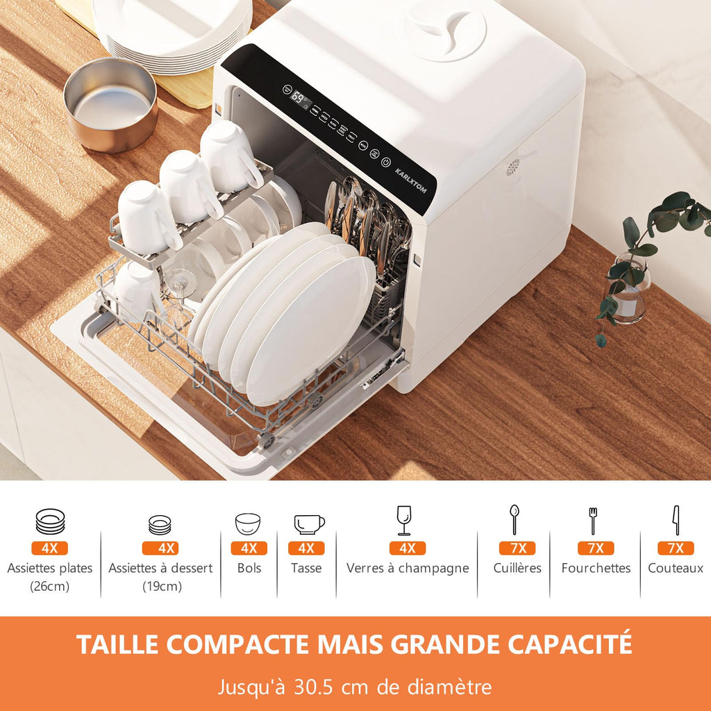 Lave-vaisselle de table, Mini Lave-vaisselle avec Comman destactiles à LED, 45CM, 6 Programmes, Lavage des fruits, Soins Pour Bébés