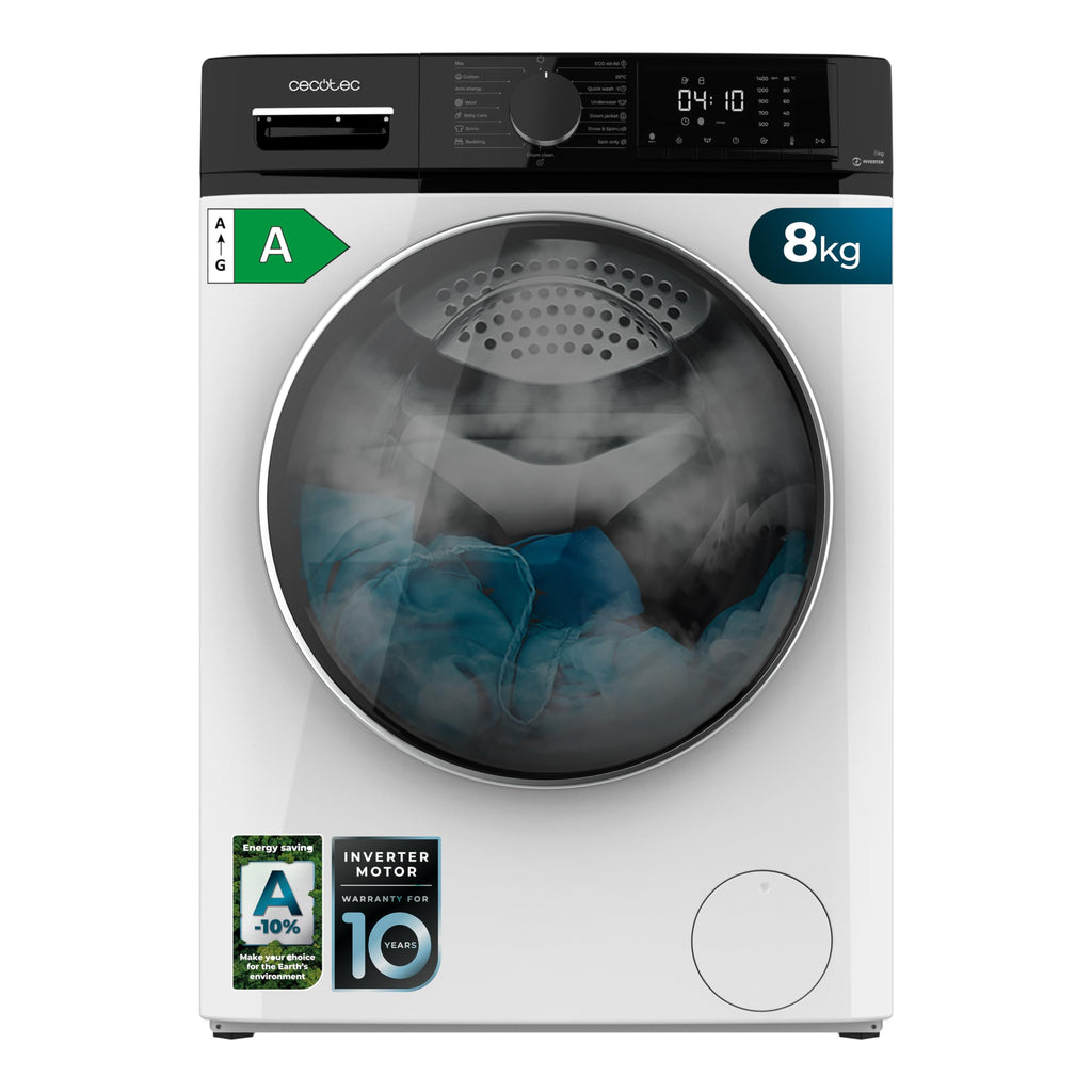 Lave Linge Bolero Dresscode 8610 Inverter A; capacité de 8 Kg, 1400 tr/min, Classe A, avec fonction vapeur, moteur Inverter Plus, 15 programmes, optimise le niveau d'eau et le lavage