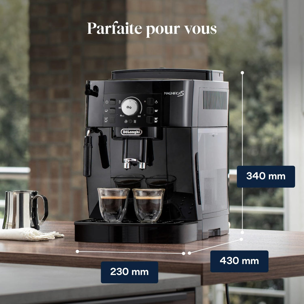 Magnifica S - Perfetto Machine à Café Automatique avec Mousseur à Lait Manuel, Machine à Espresso et Cappuccino, Panneau de Commande avec Boutons, Noir