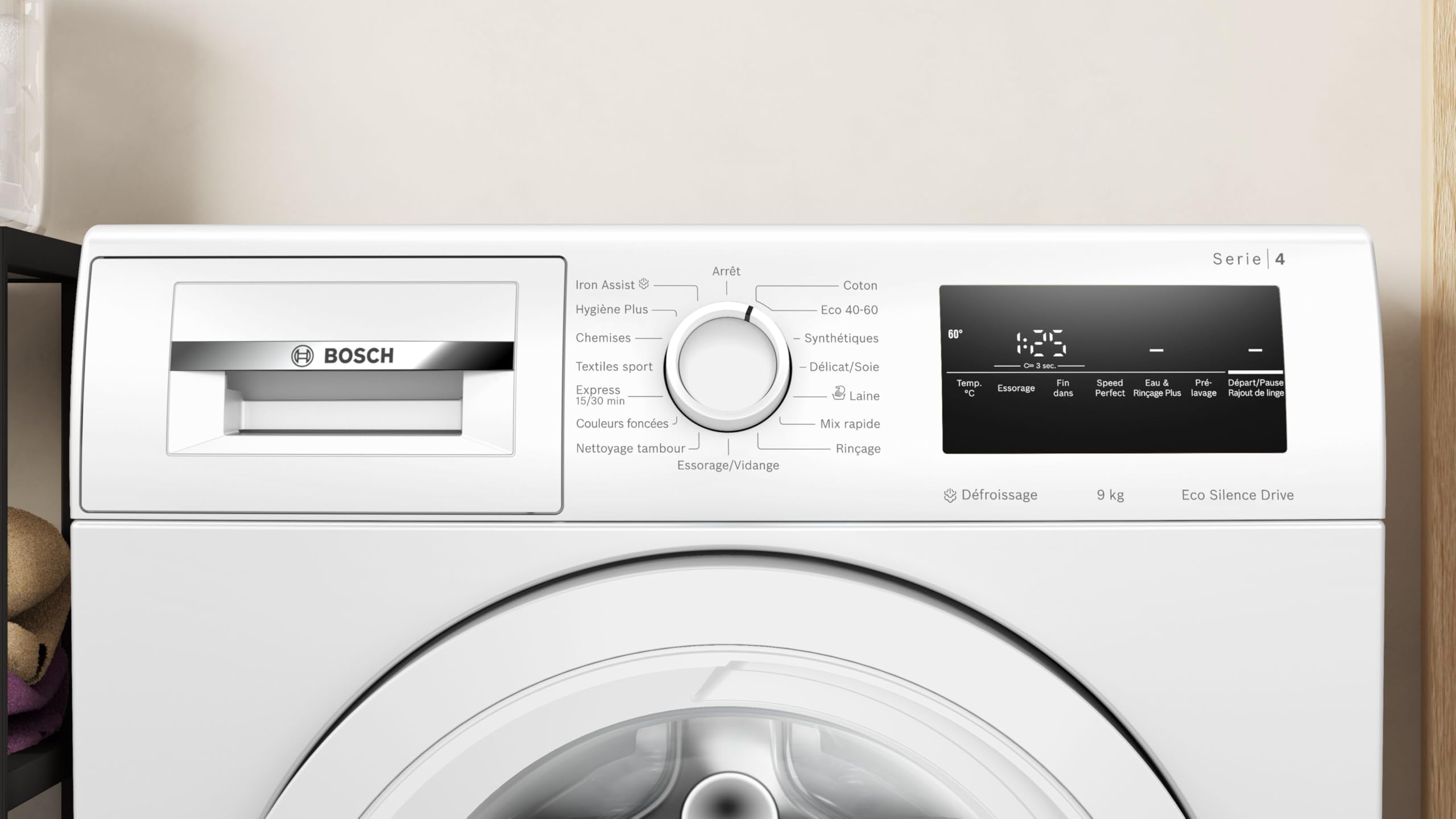 Lave linge hublot, Série 4, 9 kg, 1400 trs/min, Blanc