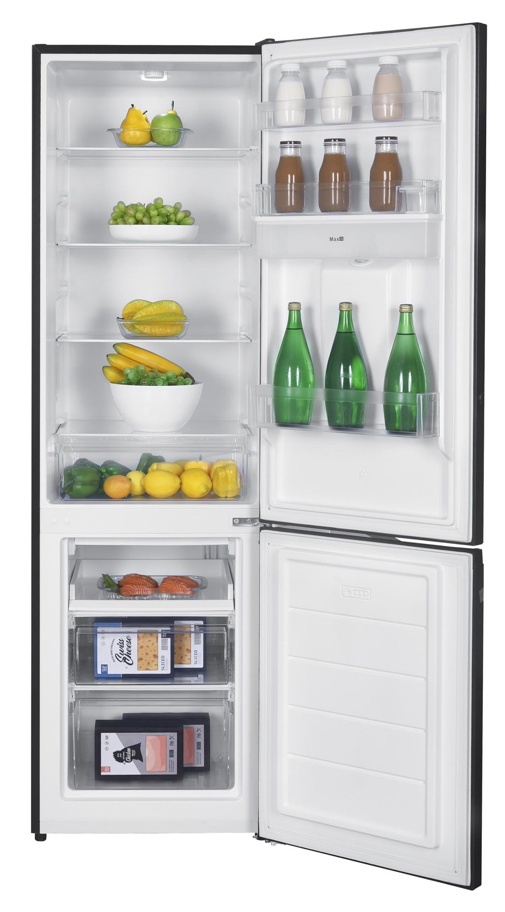 Refrigerateur combiné - congélateur bas - Noir - capacité 262L - Classe E