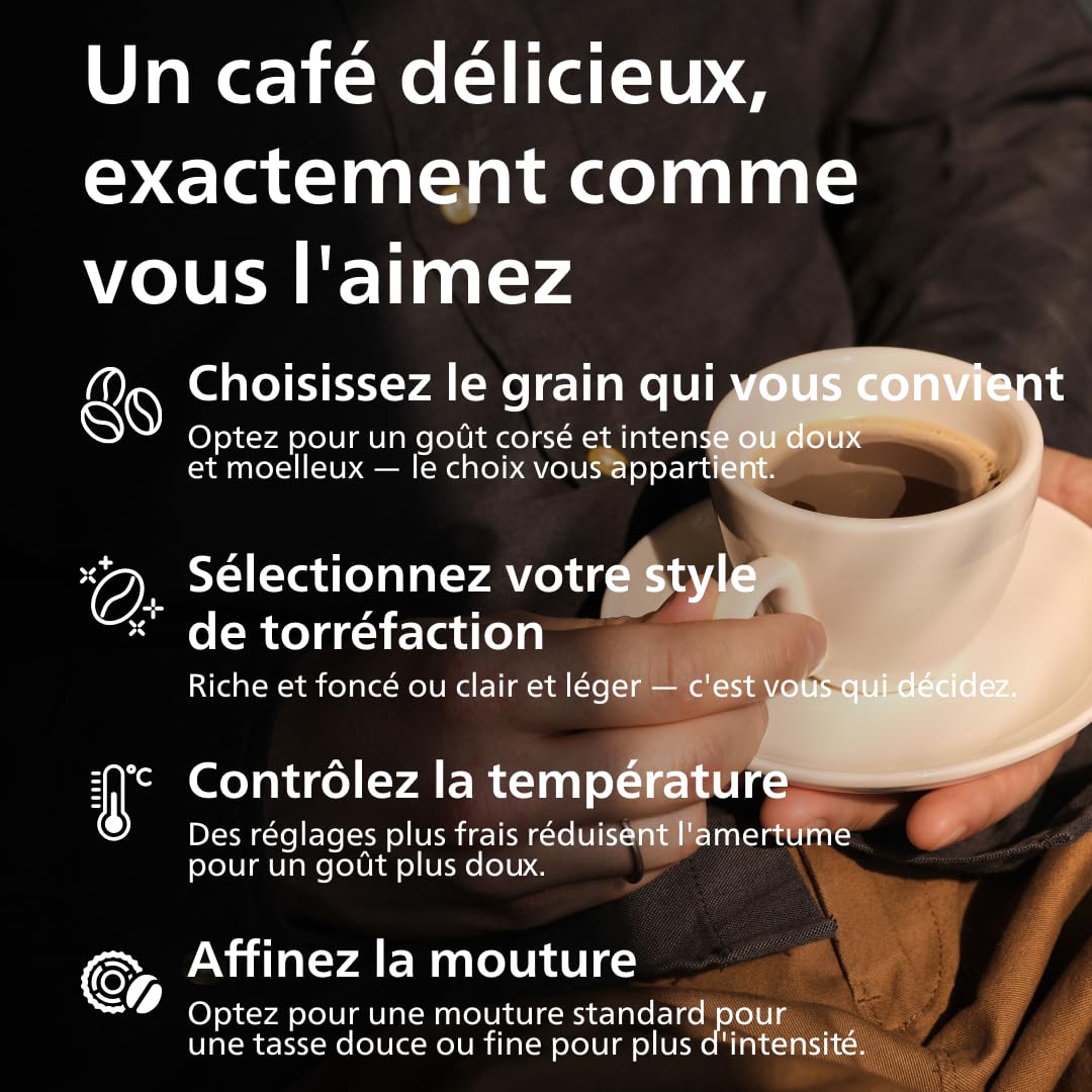 Expresso broyeur Série 2200-2 Cafés, Écran tactile, Mousseur à lait classique, Broyeur céramique, Machine à café à grain Noir mat