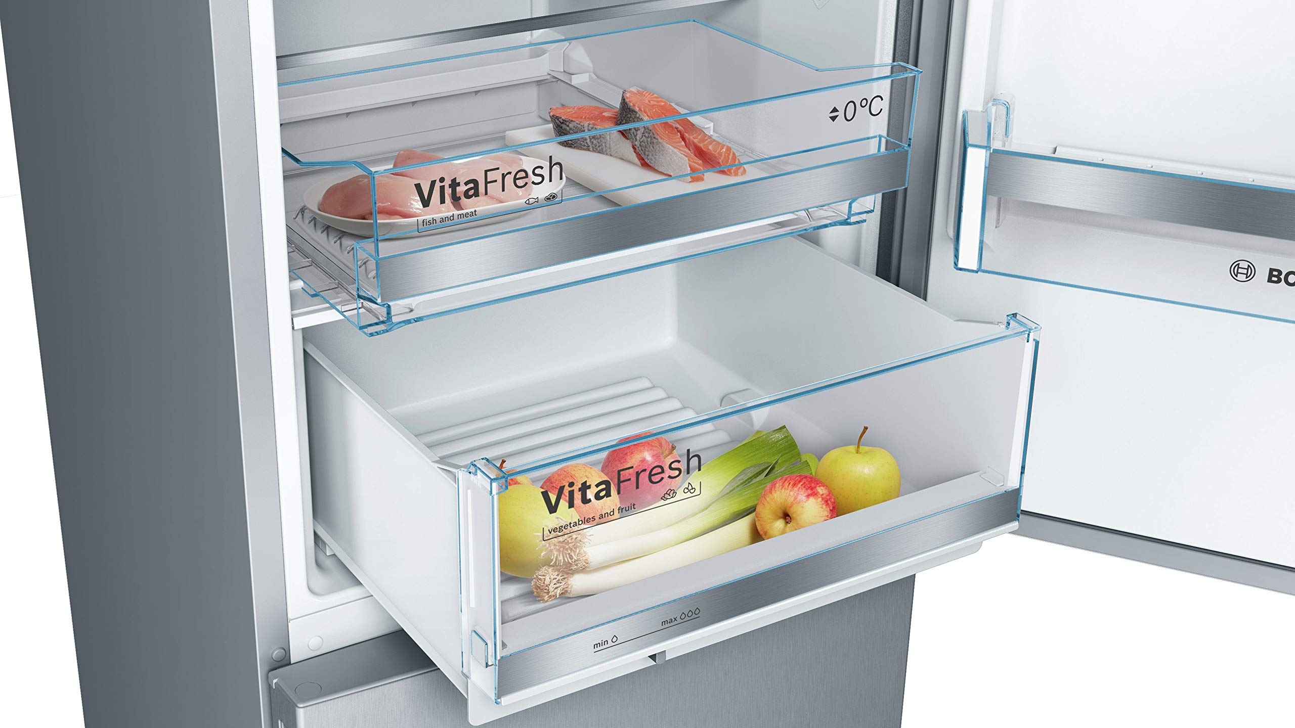 Réfrigérateur Série 6 combiné pose-libre, 201 x 60 cm, Inox anti trace de doigts